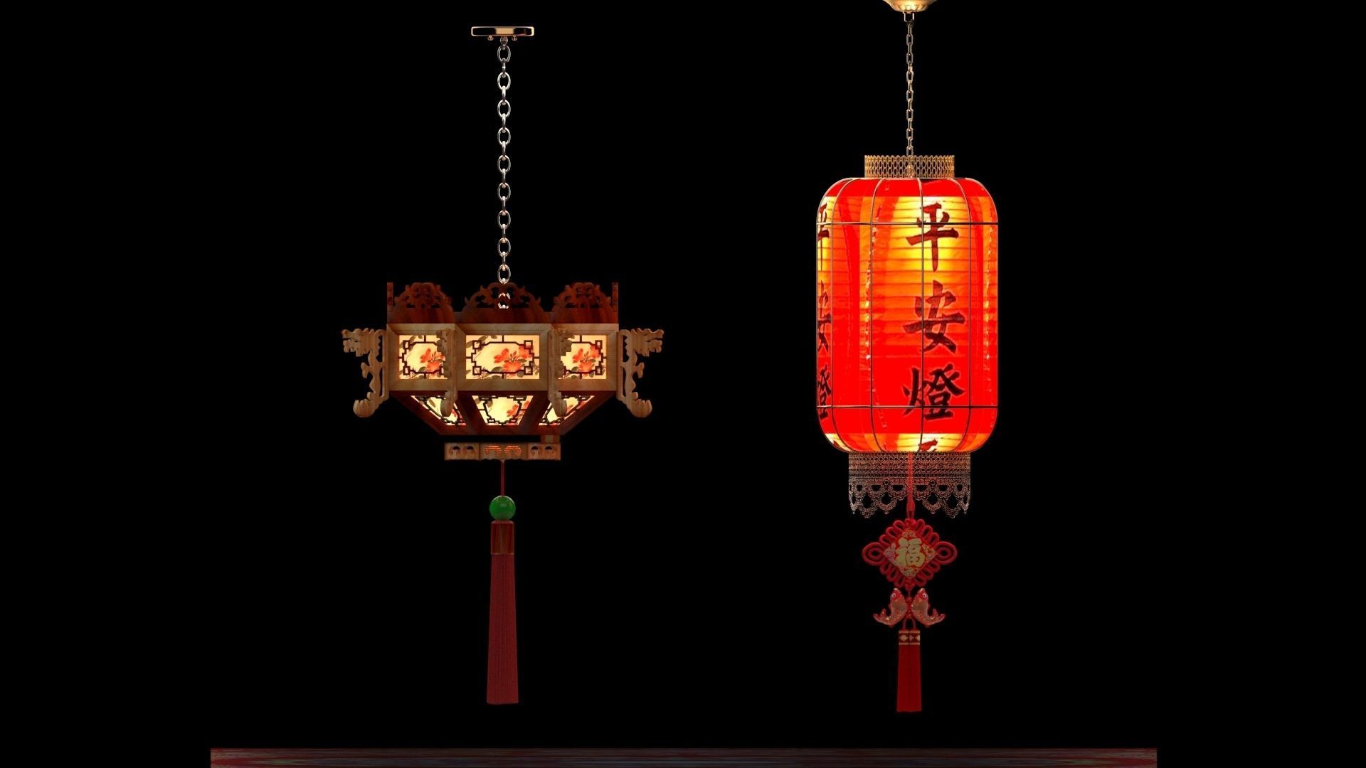 Chinese Red Lantern 3D model_2