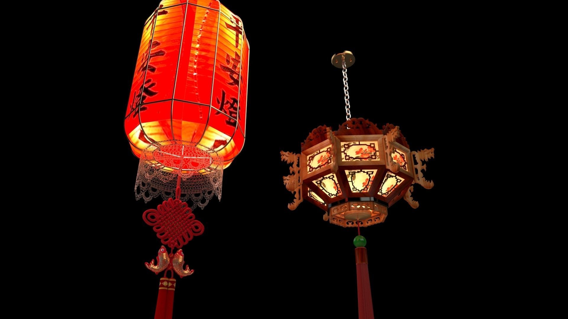 Chinese Red Lantern 3D model_3