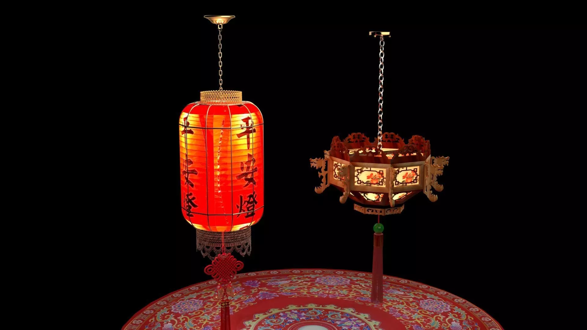 Chinese Red Lantern 3D model_0