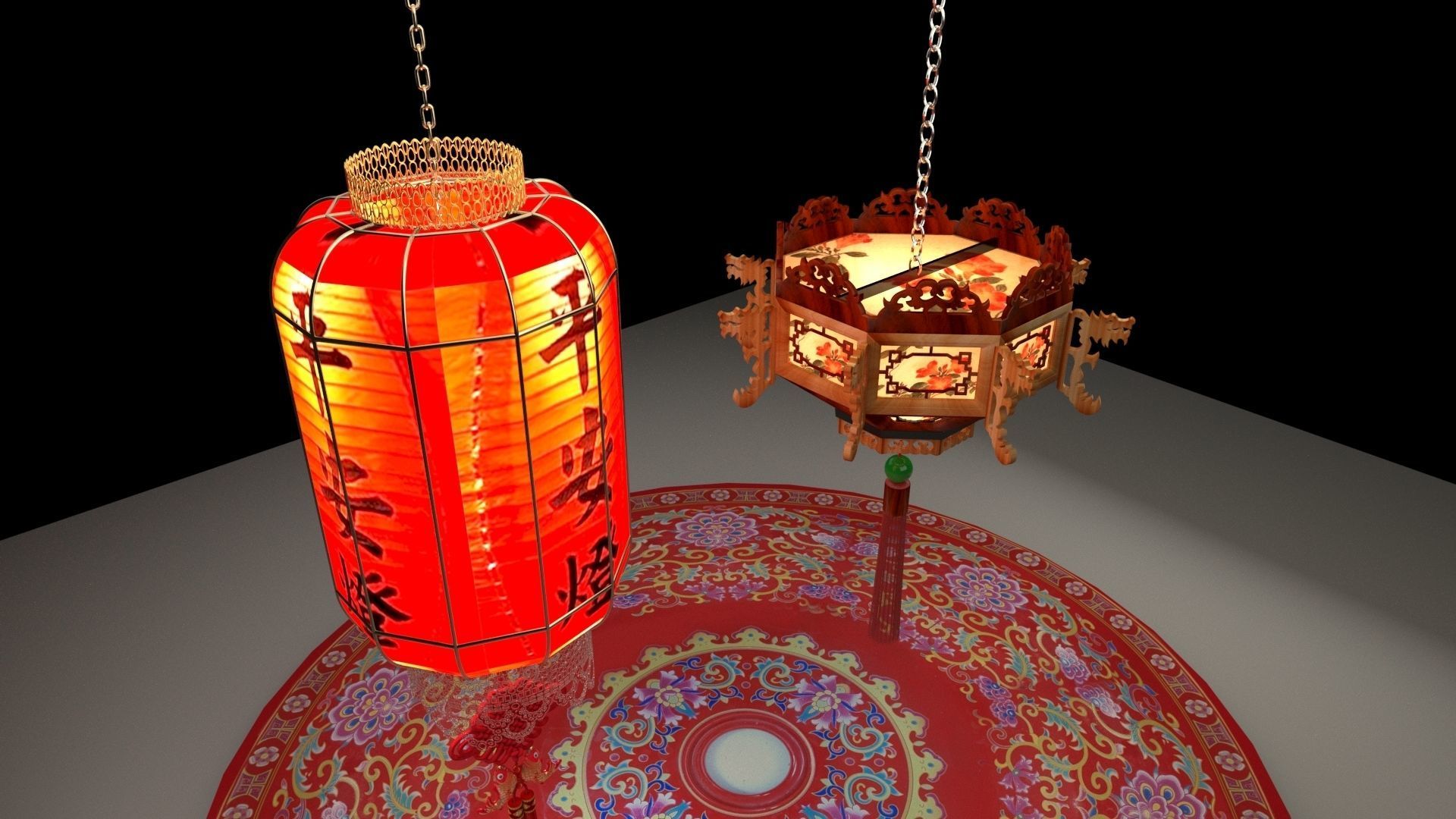 Chinese Red Lantern 3D model_4