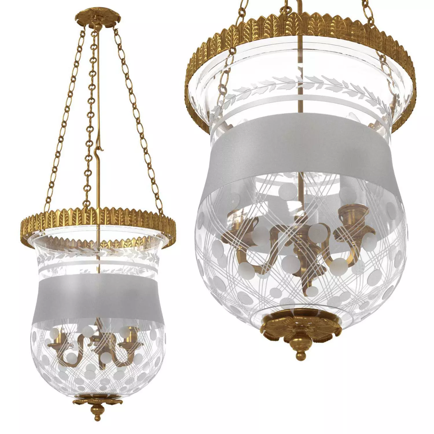 EARLY 19TH CENTURY ORMOLU AND GLASS LANTERN 3D model_0