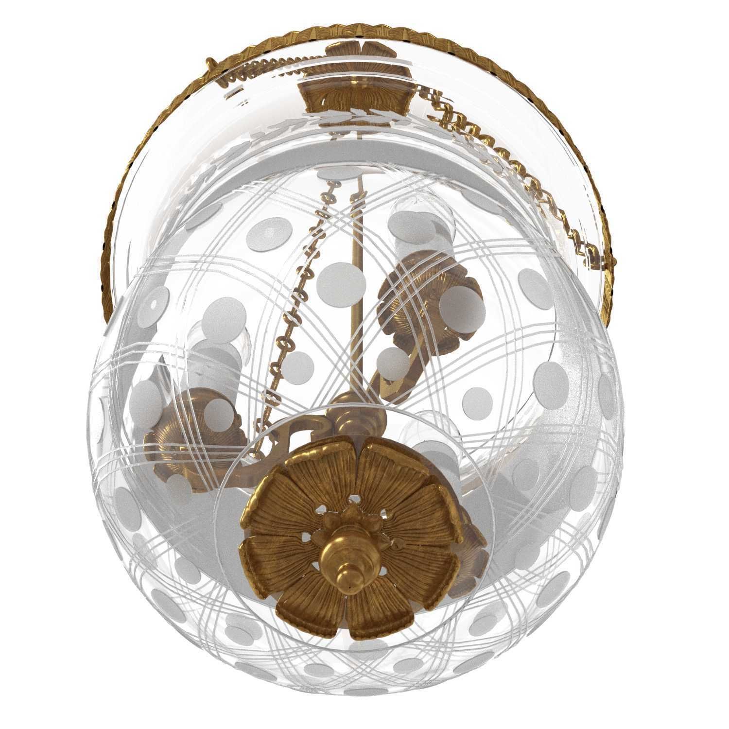 EARLY 19TH CENTURY ORMOLU AND GLASS LANTERN 3D model_4