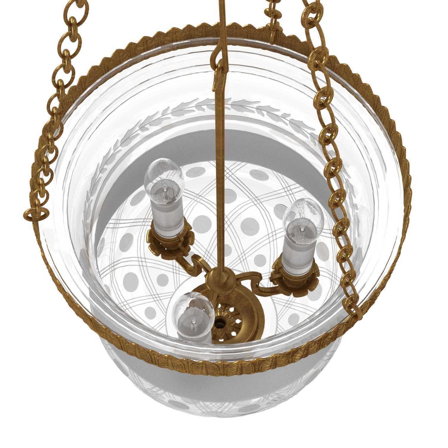 EARLY 19TH CENTURY ORMOLU AND GLASS LANTERN 3D model_3