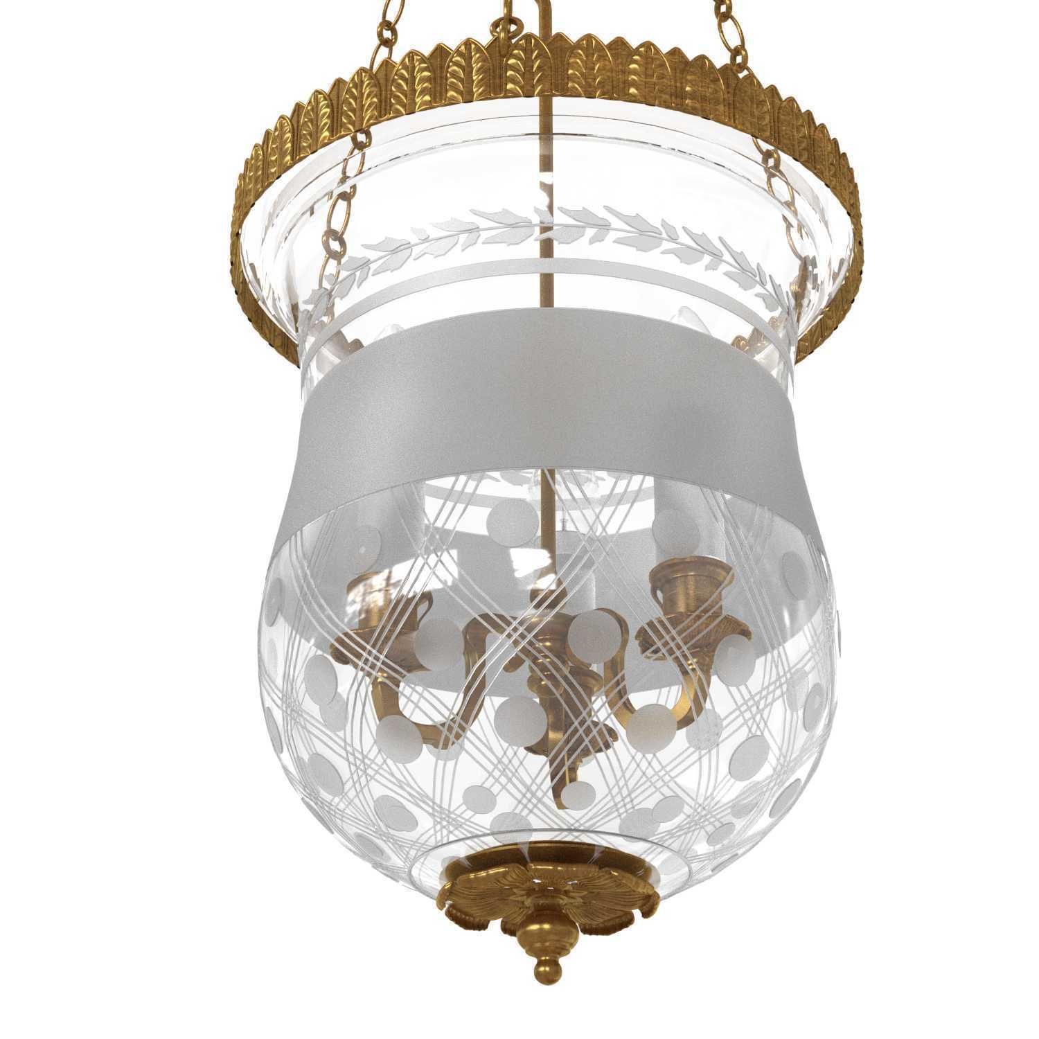 EARLY 19TH CENTURY ORMOLU AND GLASS LANTERN 3D model_1