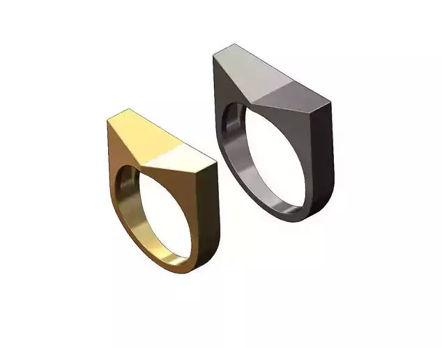 Concave trapezoidal sides signet ring