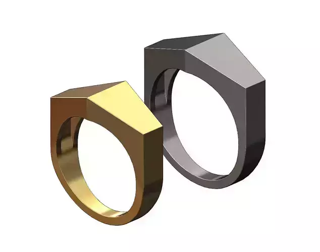 Convex trapezoidal sides signet ring 3D print model