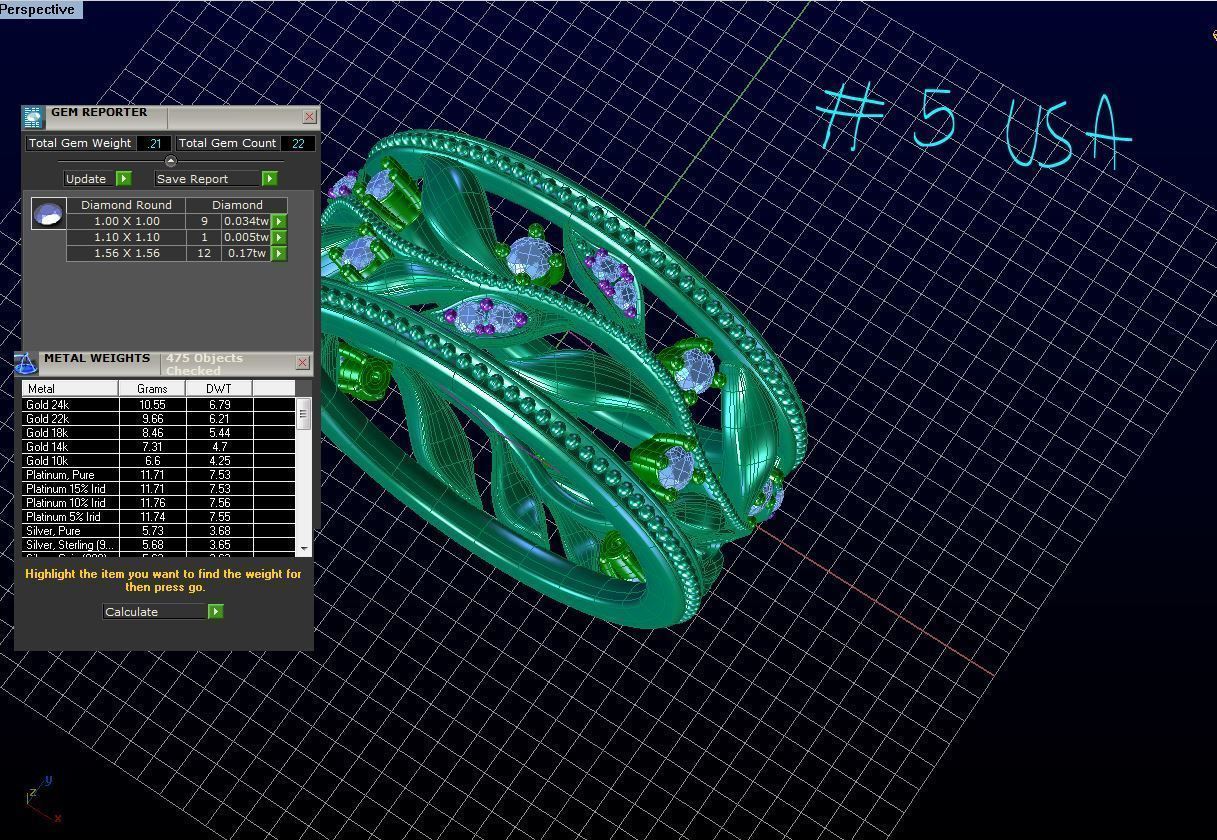 ZR002 rose gold band with diamonds and leaves 3D print model_7