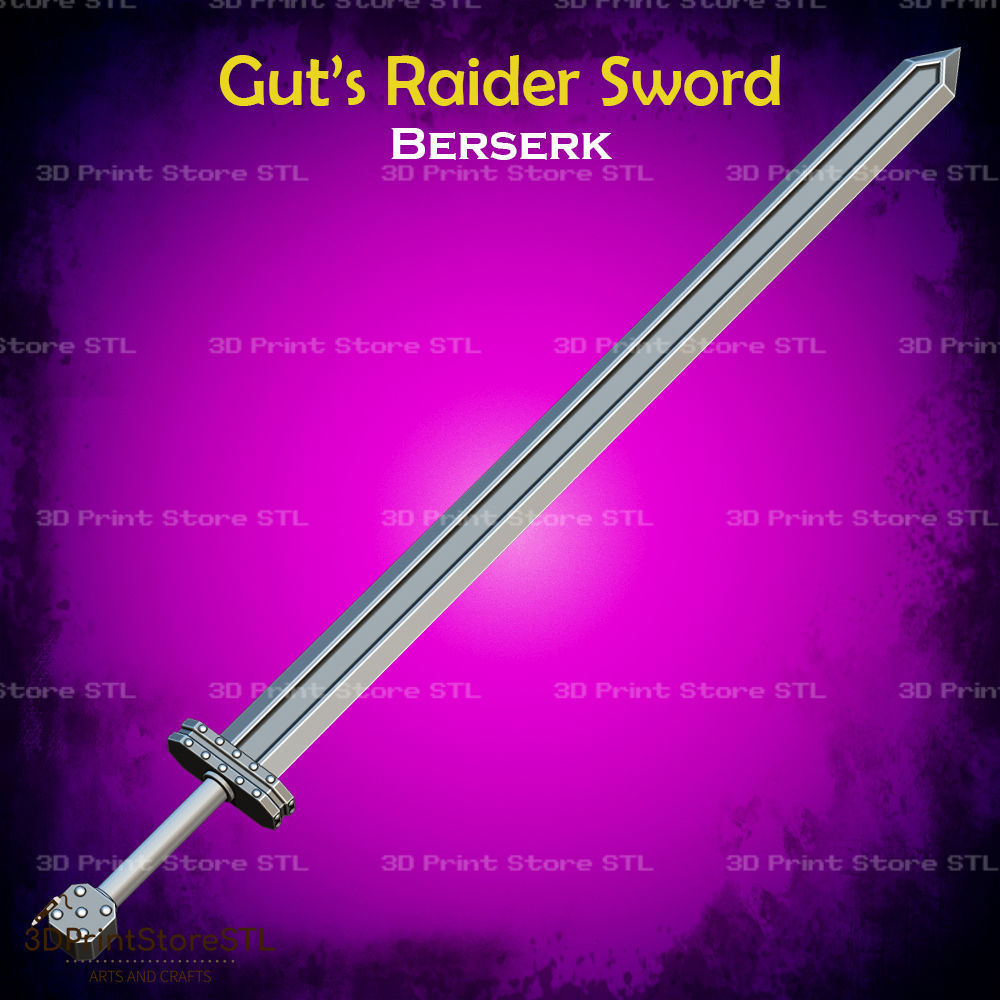 Guts Raider Sword Cosplay Berserk - STL File 3D print model_1