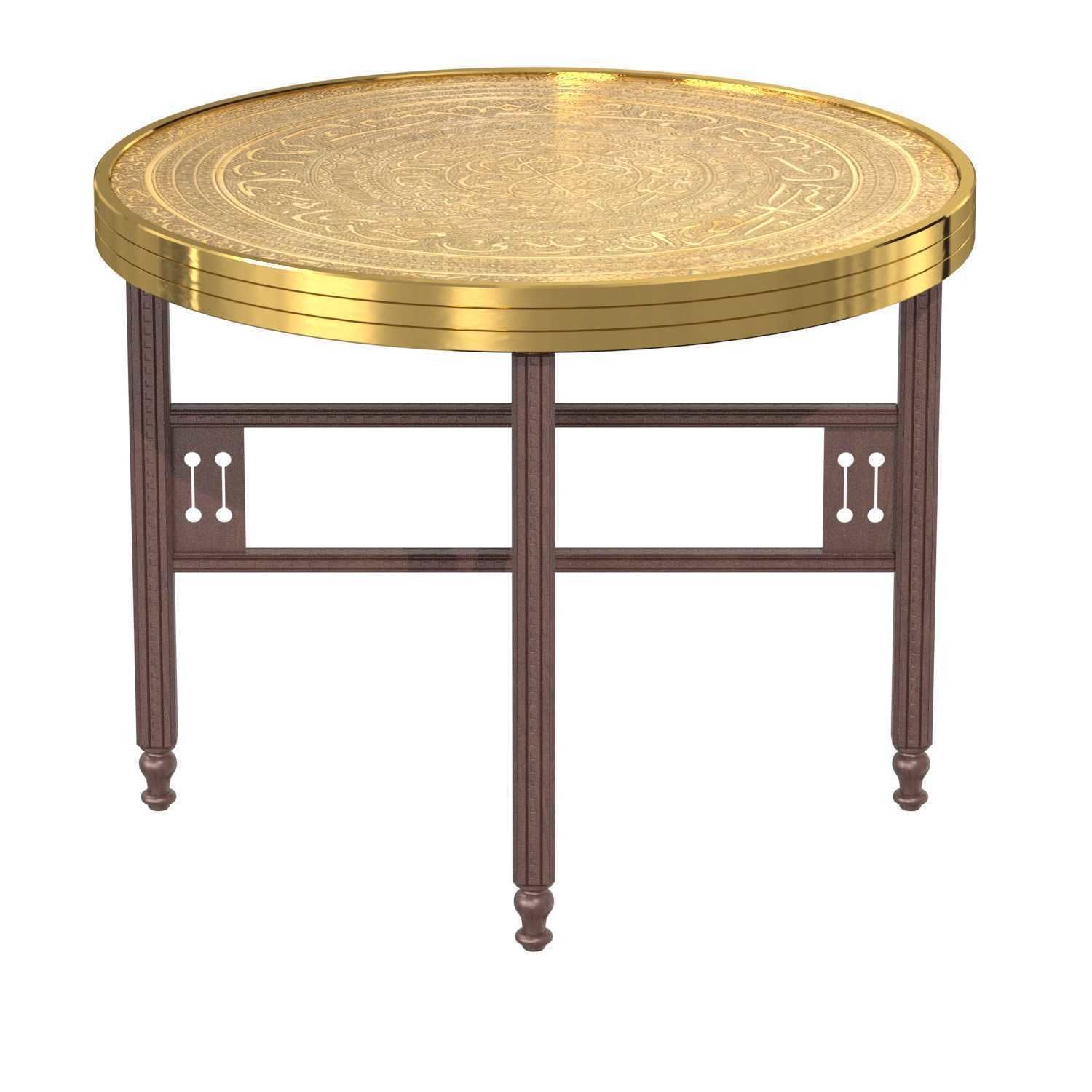 Brass Embossed Tray Table with Arabic Calligraphy Writing  3D model_1