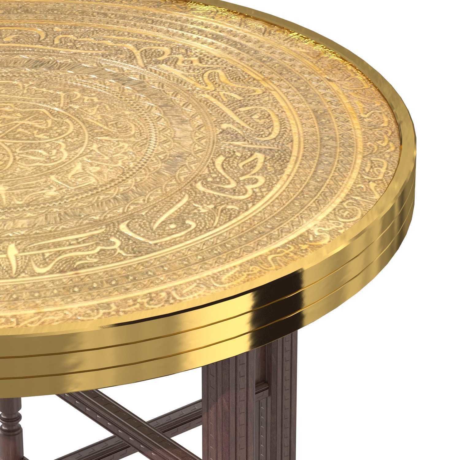 Brass Embossed Tray Table with Arabic Calligraphy Writing  3D model_4