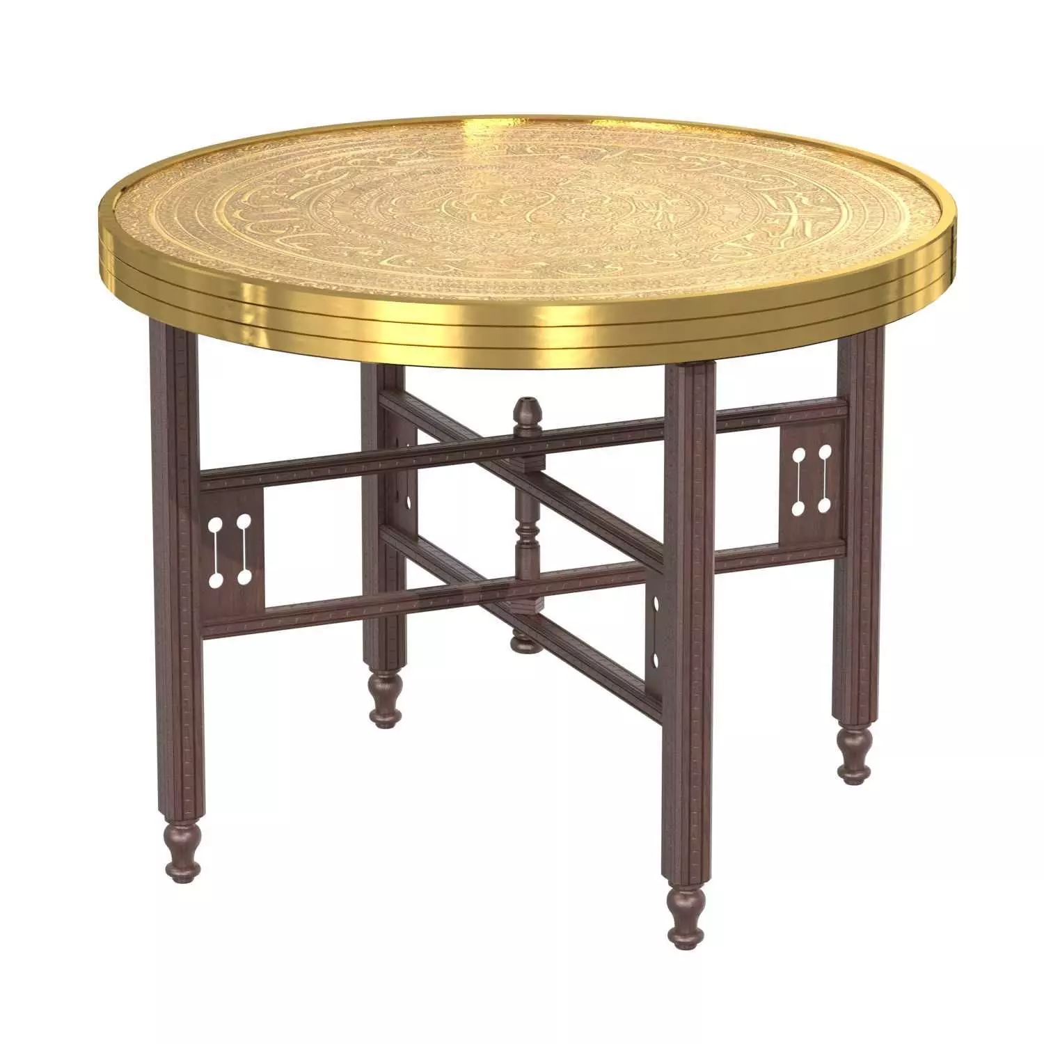 Brass Embossed Tray Table with Arabic Calligraphy Writing  3D model_0