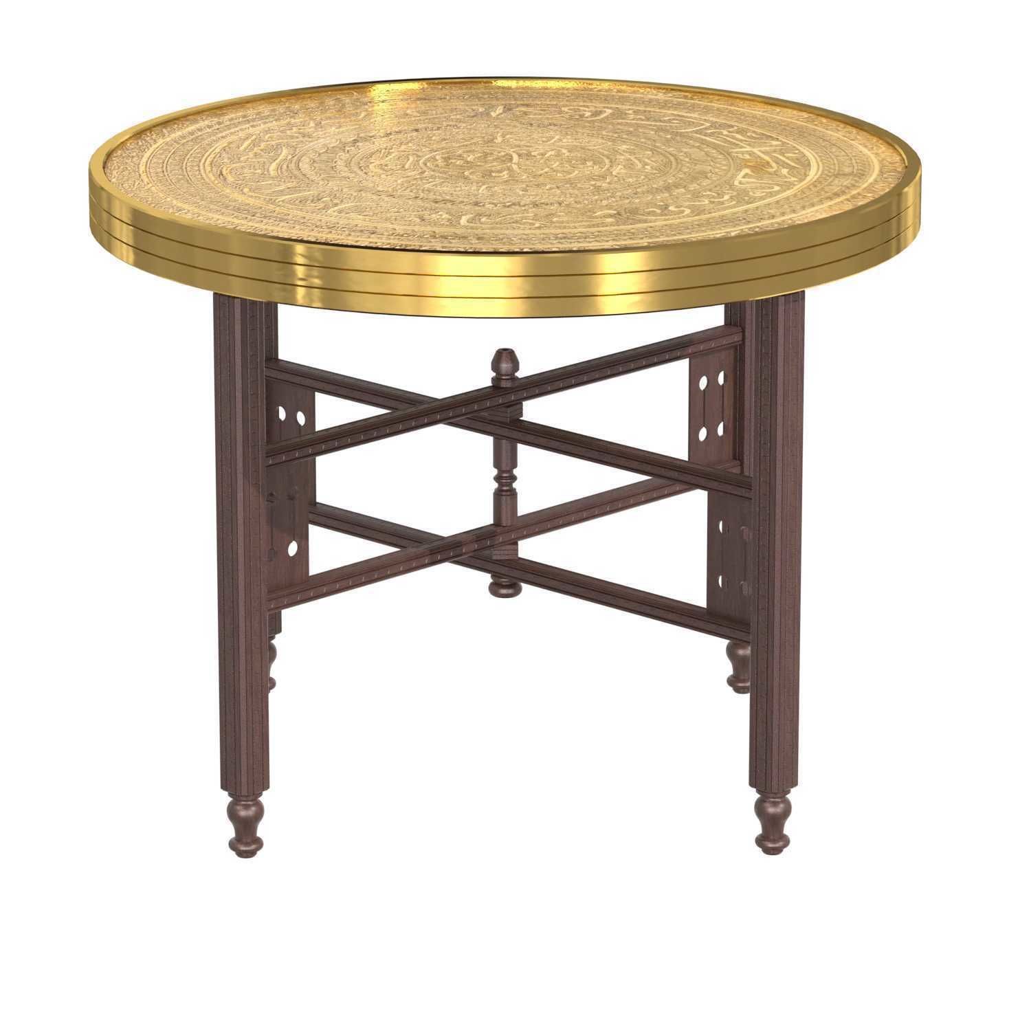 Brass Embossed Tray Table with Arabic Calligraphy Writing  3D model_2