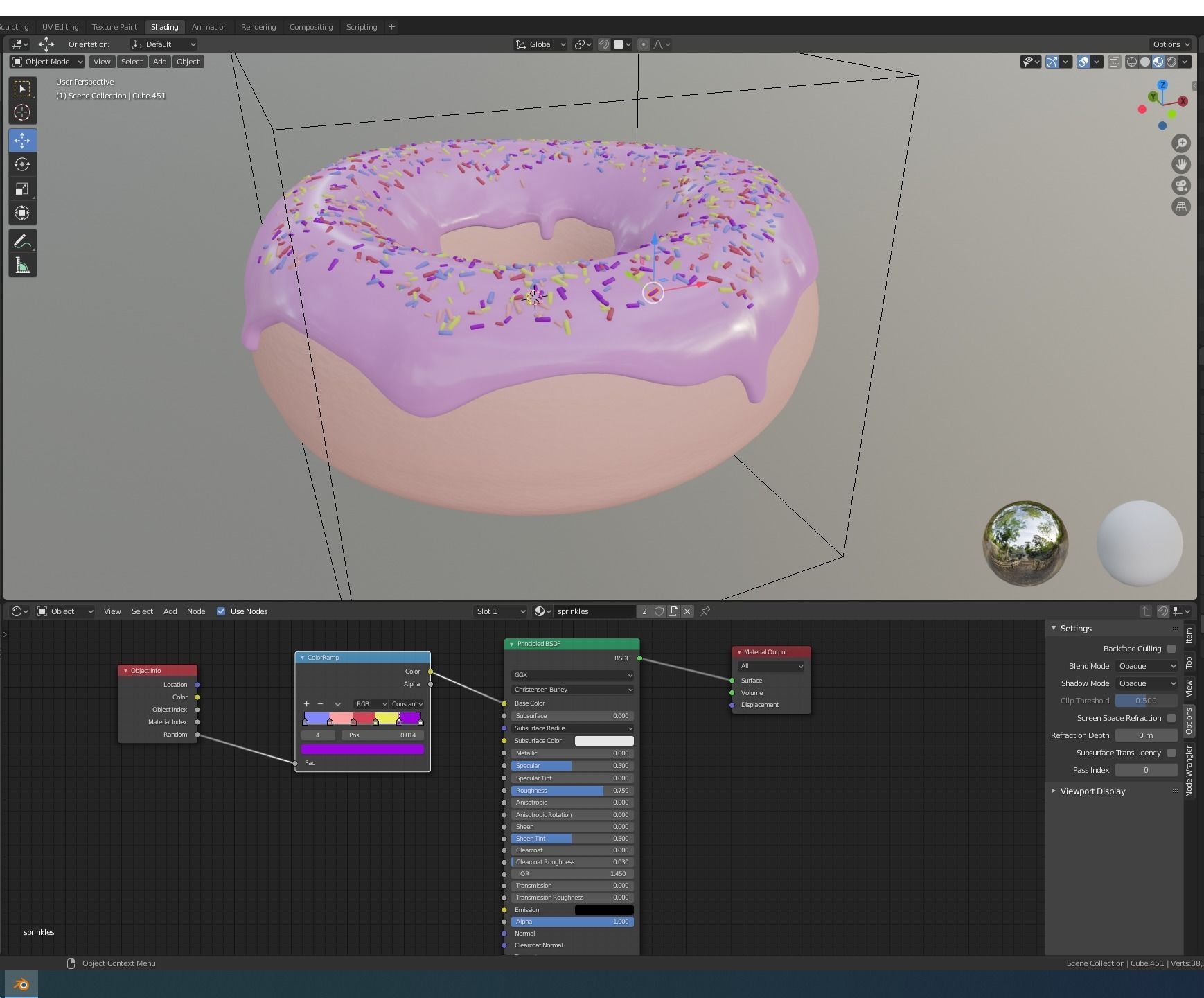 Donut with sprinkles Low-poly 3D model_7