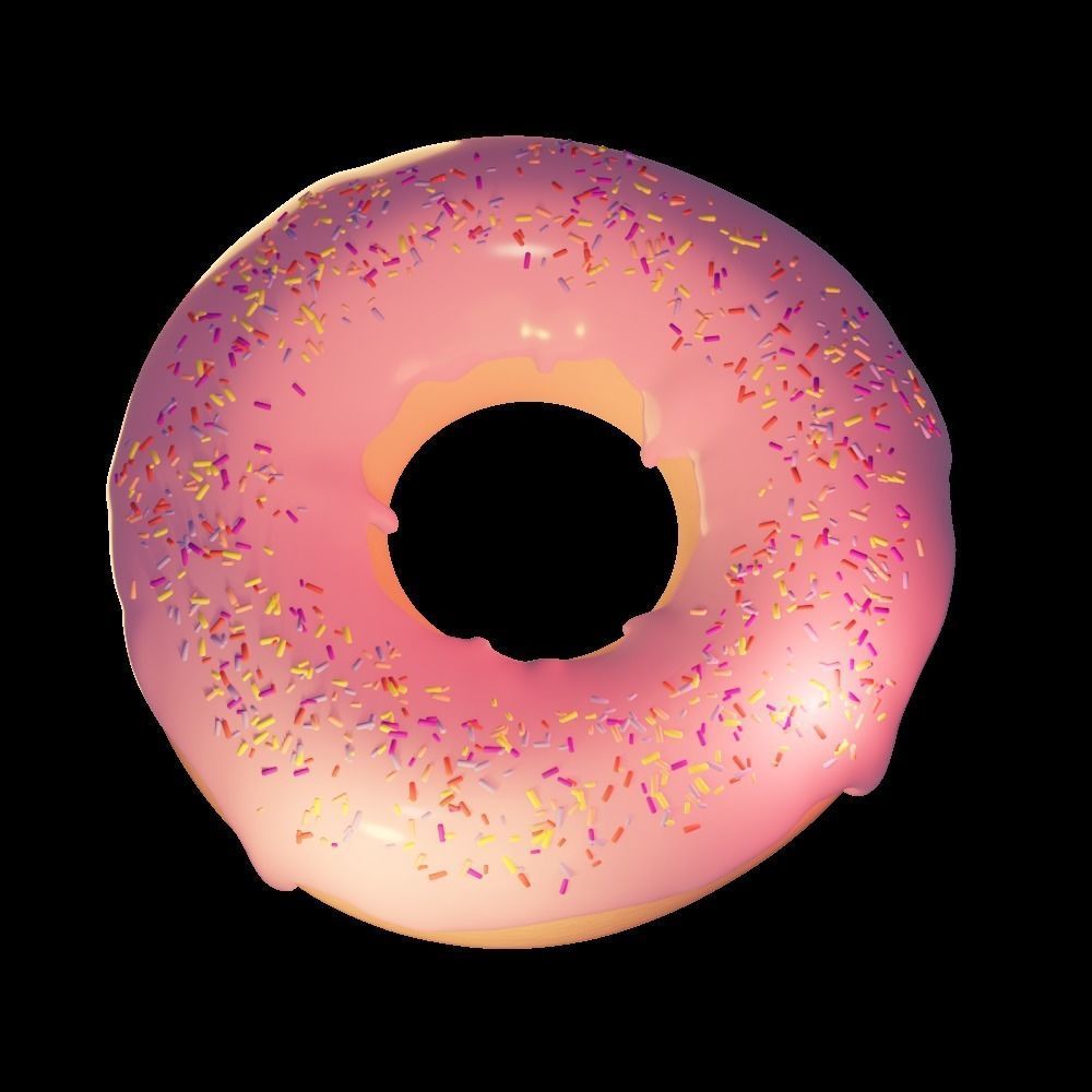 Donut with sprinkles Low-poly 3D model_2