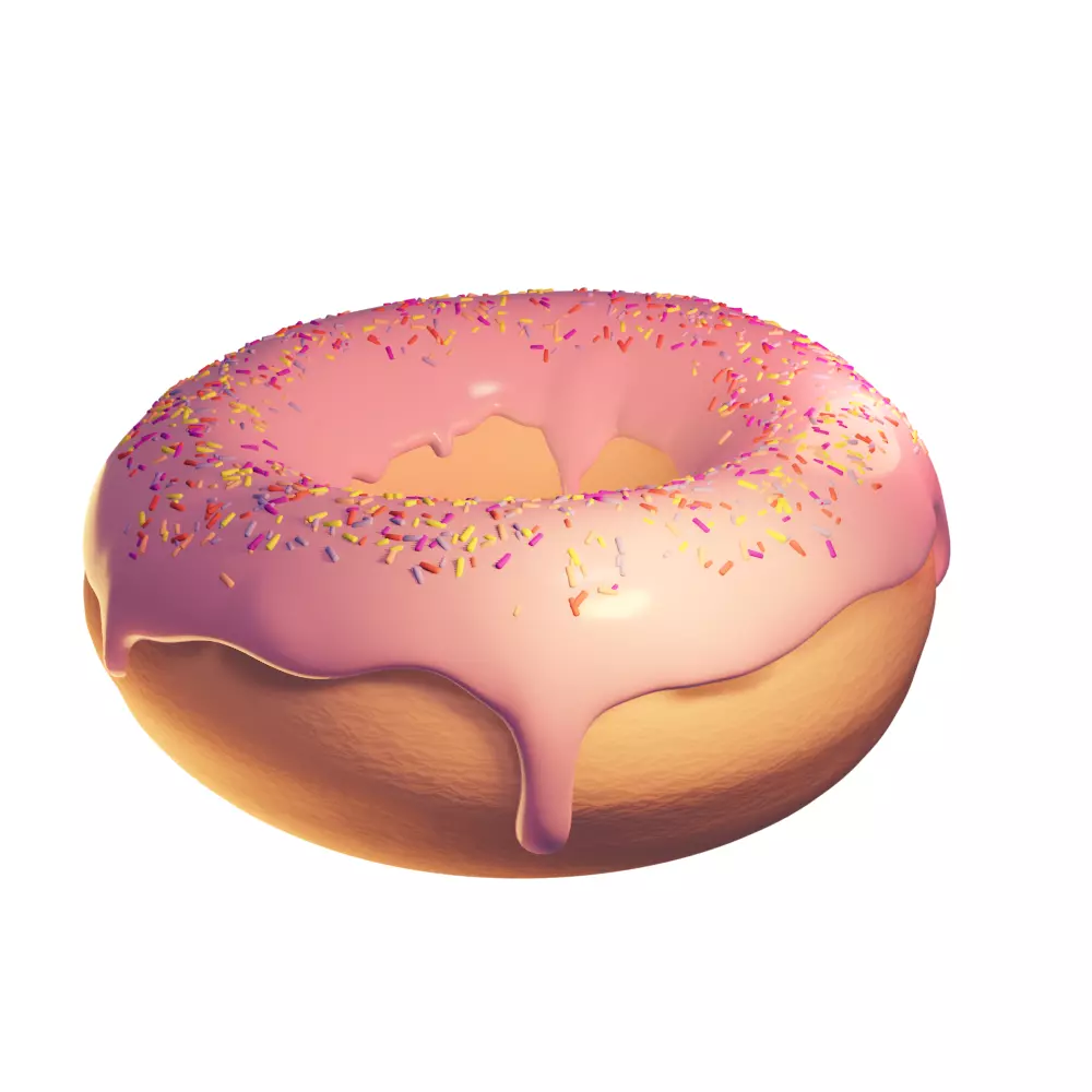 Donut with sprinkles Low-poly 3D model_0