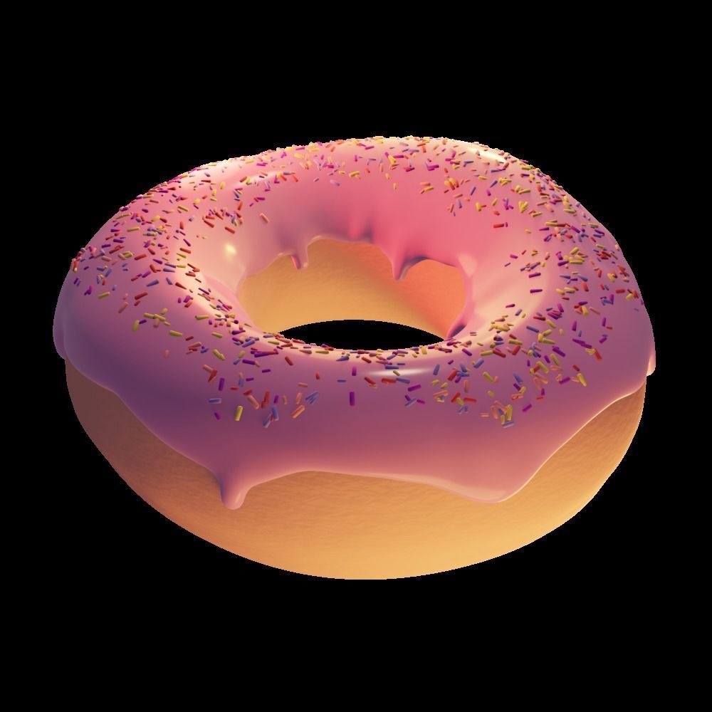 Donut with sprinkles Low-poly 3D model_3