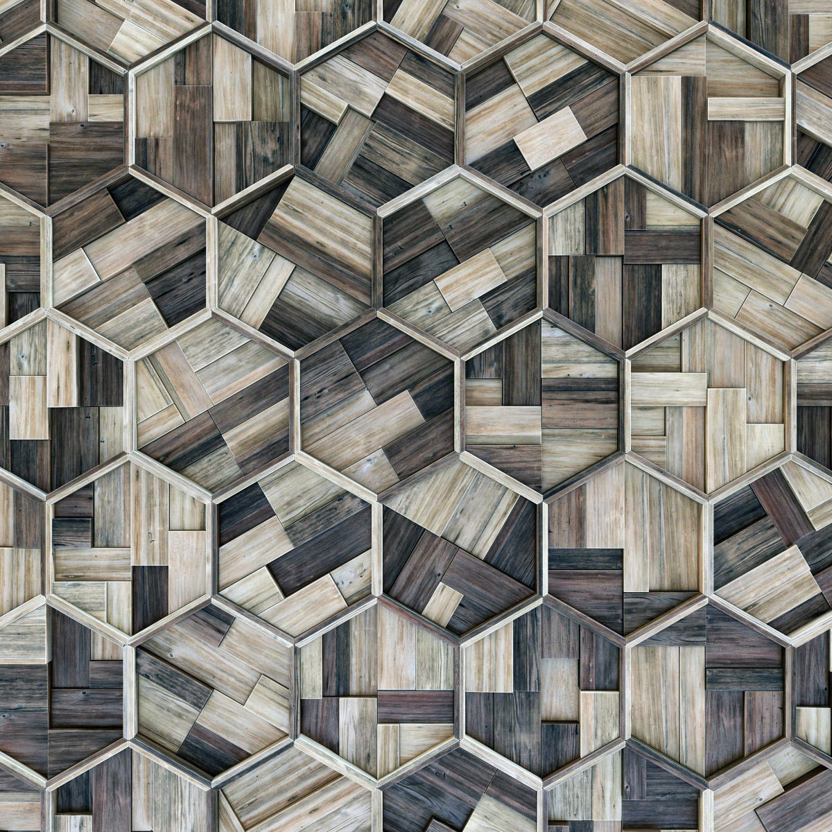 Hexagon panel wood rail frame n1 3D model_26