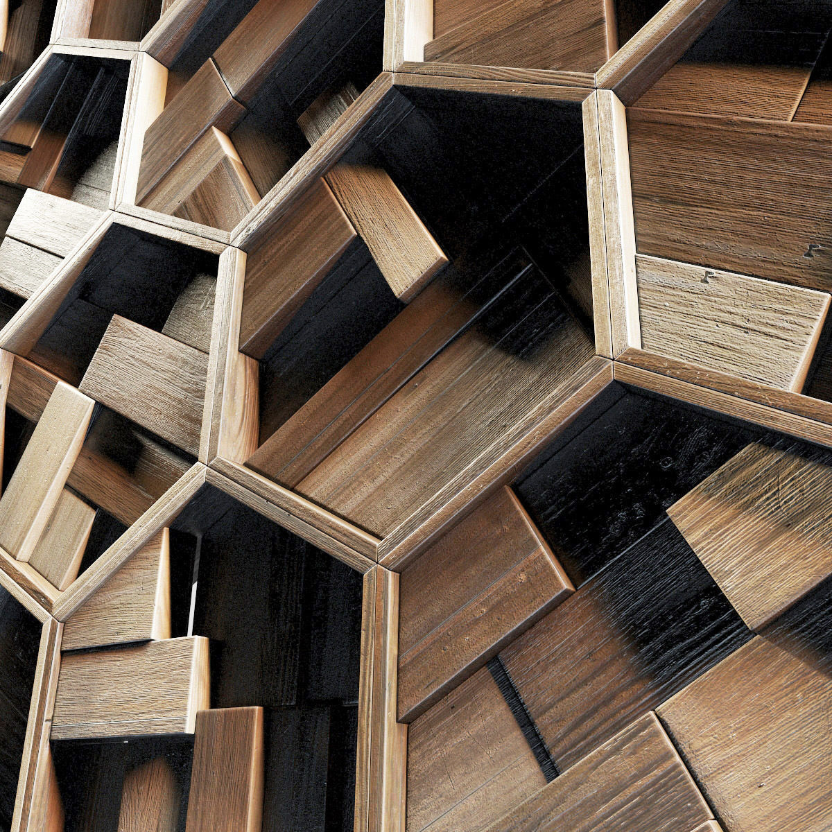 Hexagon panel wood rail frame n1 3D model_25