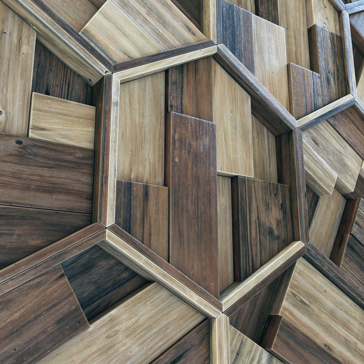 Hexagon panel wood rail frame n1 3D model_18