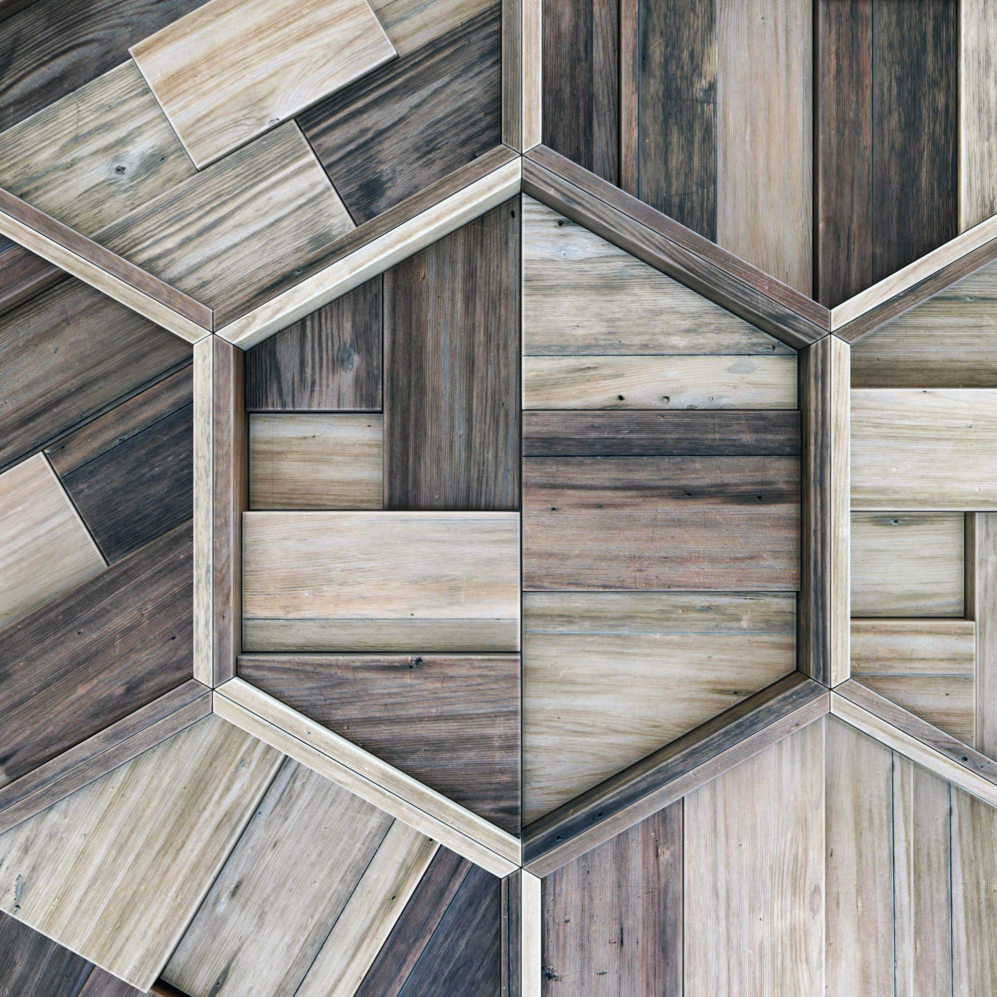 Hexagon panel wood rail frame n1 3D model_14