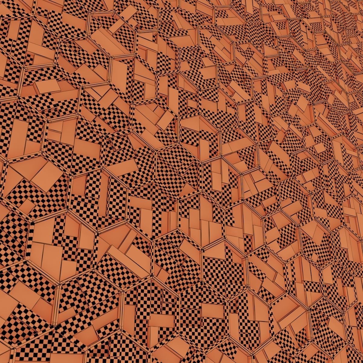 Hexagon panel wood rail frame n1 3D model_33