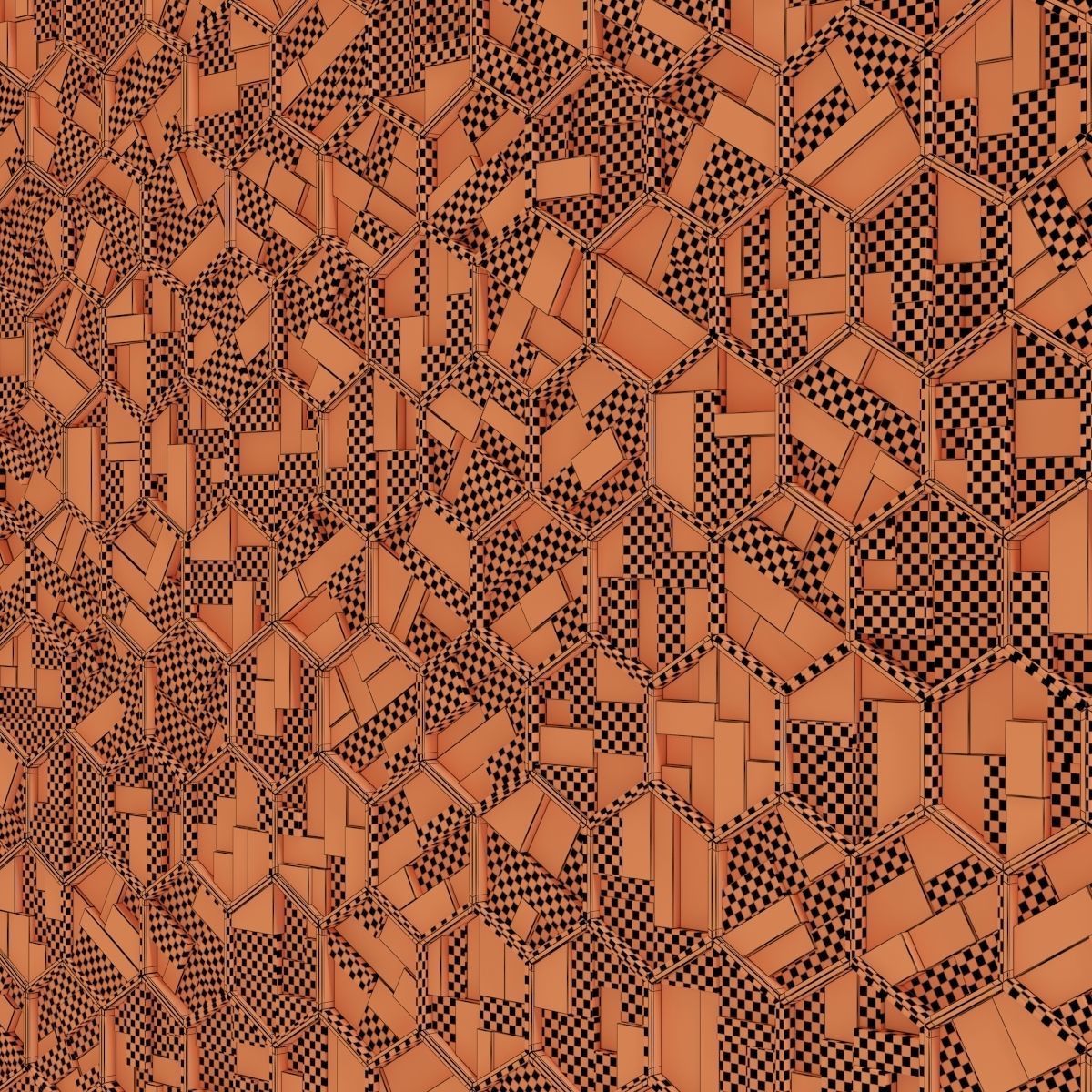 Hexagon panel wood rail frame n1 3D model_30