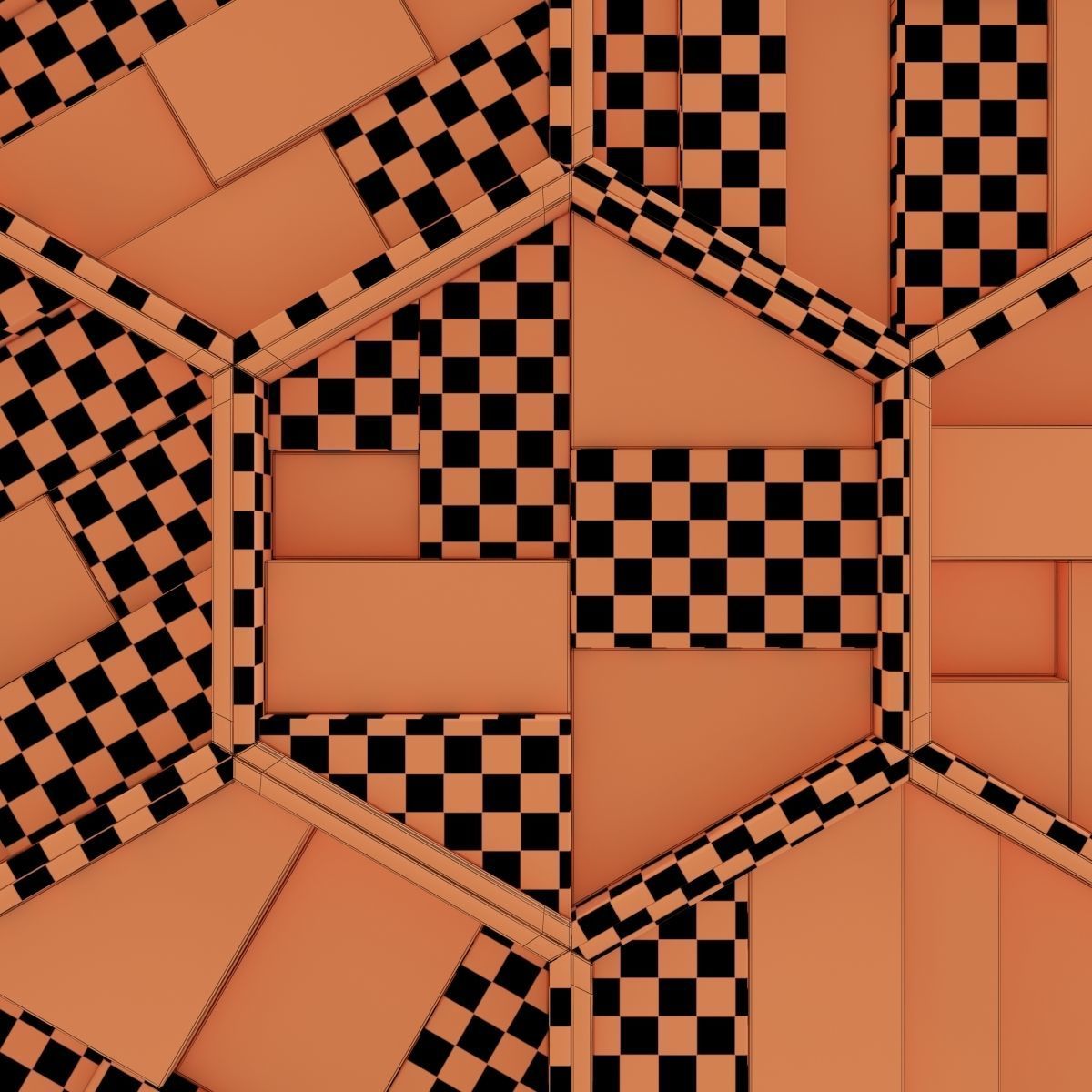 Hexagon panel wood rail frame n1 3D model_32