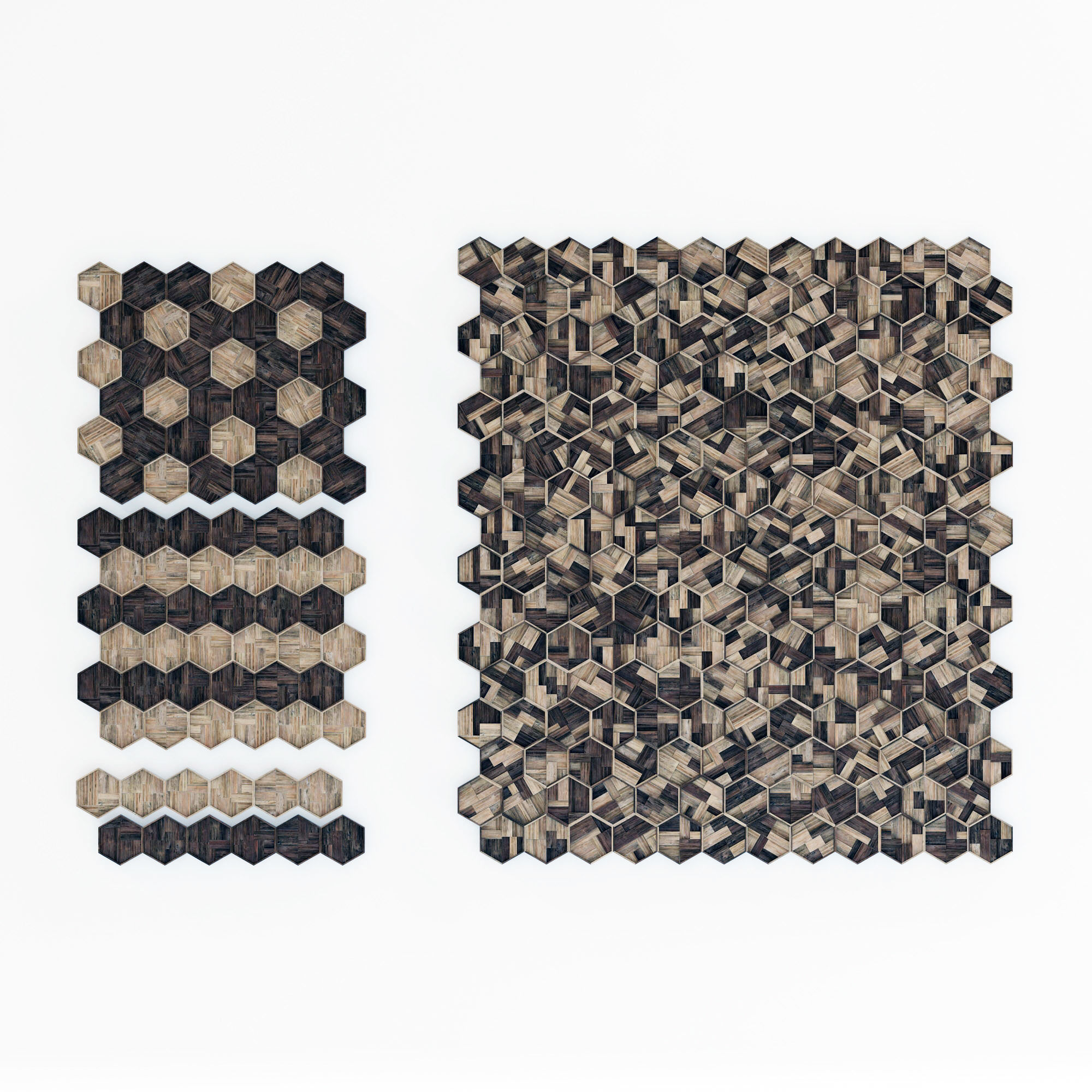 Hexagon panel wood rail frame n1 3D model_12