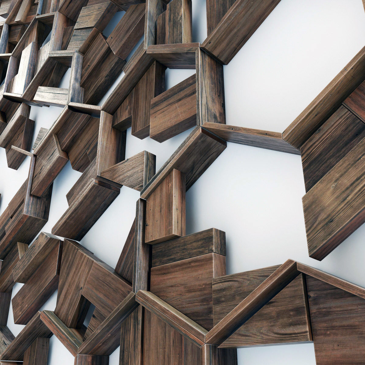 Hexagon panel wood rail frame n1 3D model_7