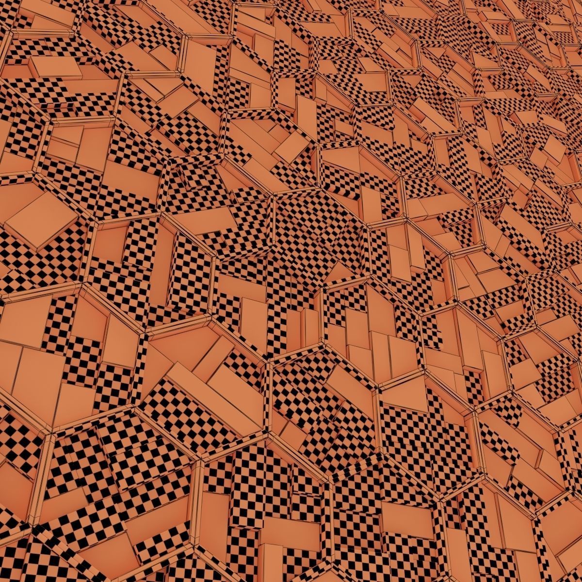 Hexagon panel wood rail frame n1 3D model_36