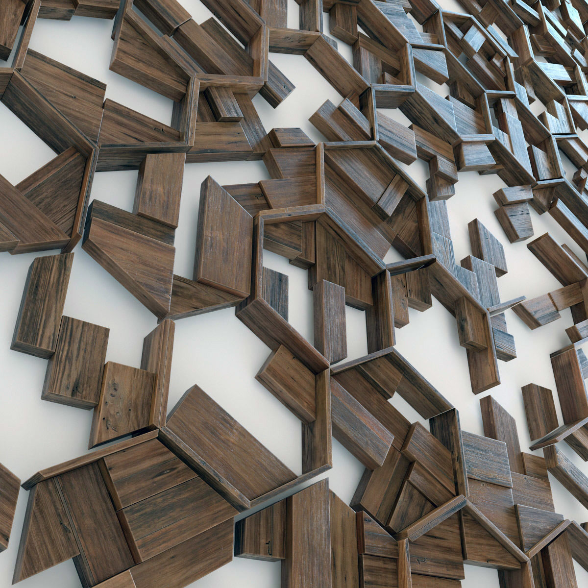 Hexagon panel wood rail frame n1 3D model_8