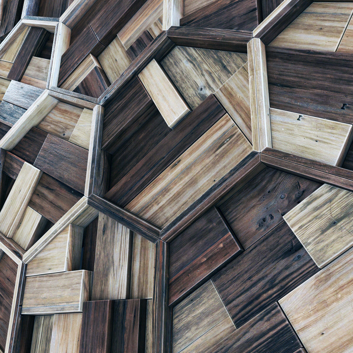 Hexagon panel wood rail frame n1 3D model_17