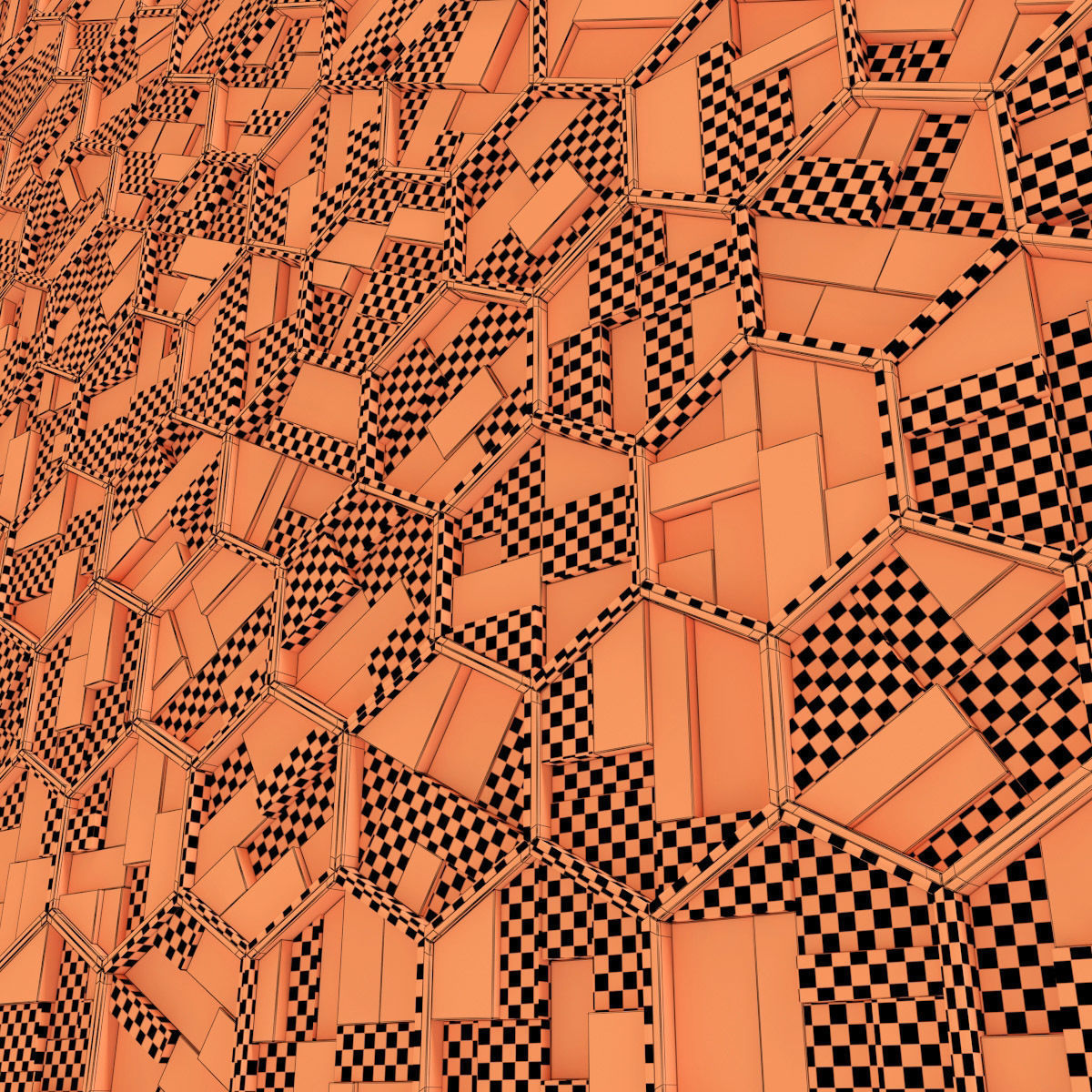 Hexagon panel wood rail frame n1 3D model_31