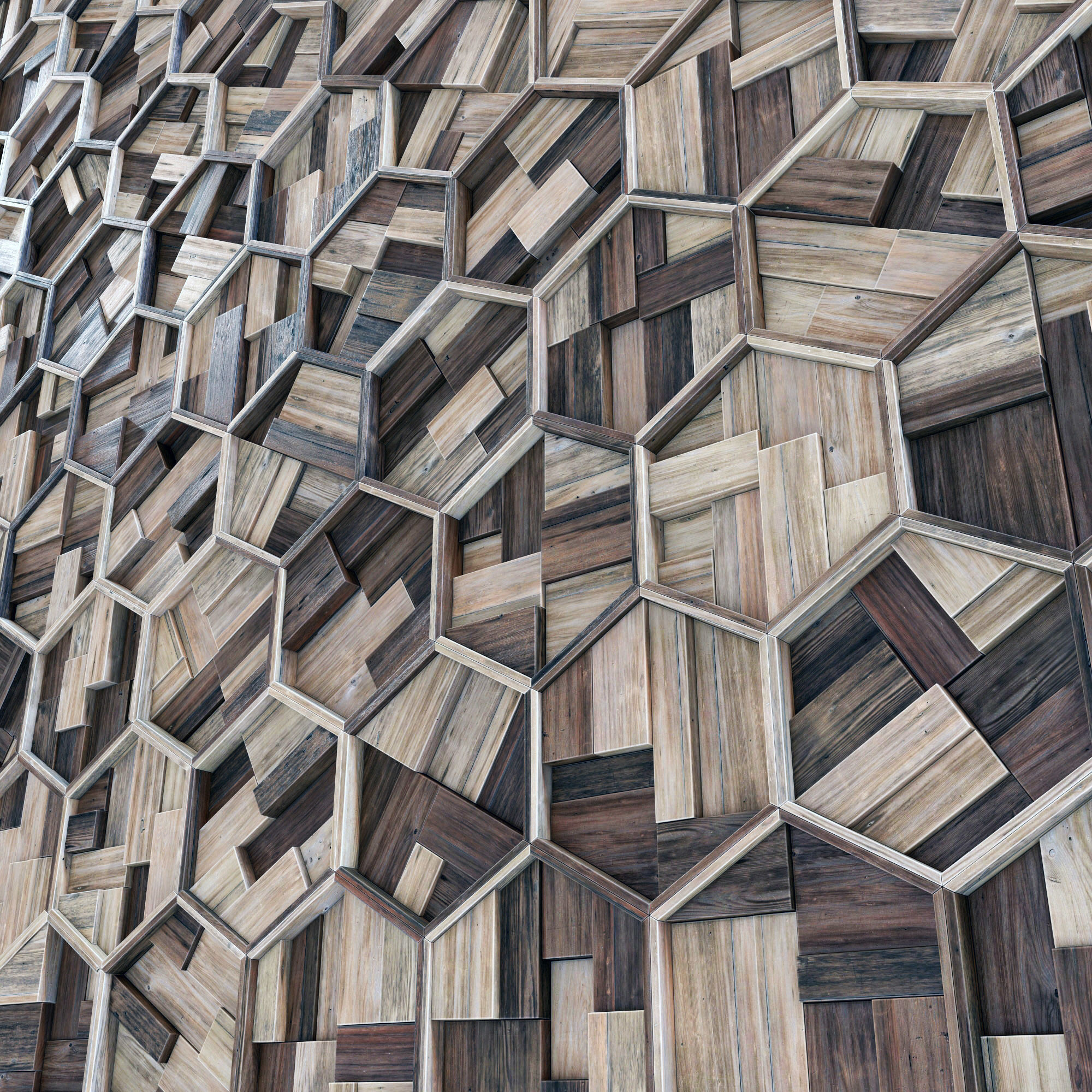 Hexagon panel wood rail frame n1 3D model_13