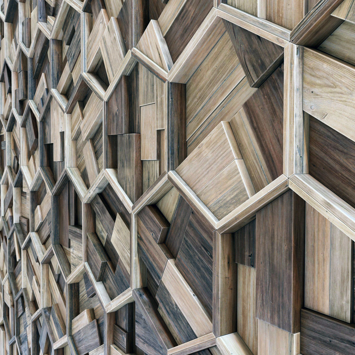 Hexagon panel wood rail frame n1 3D model_20