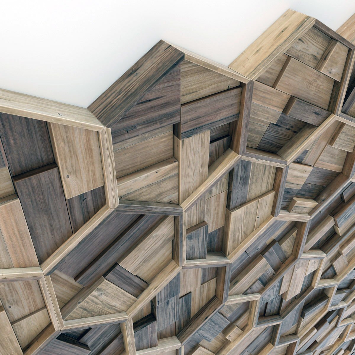 Hexagon panel wood rail frame n1 3D model_21