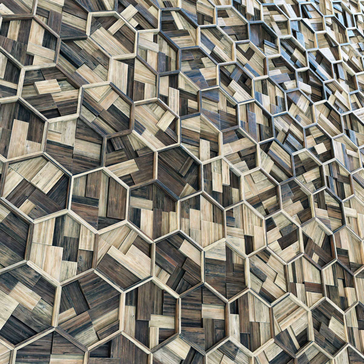 Hexagon panel wood rail frame n1 3D model_15