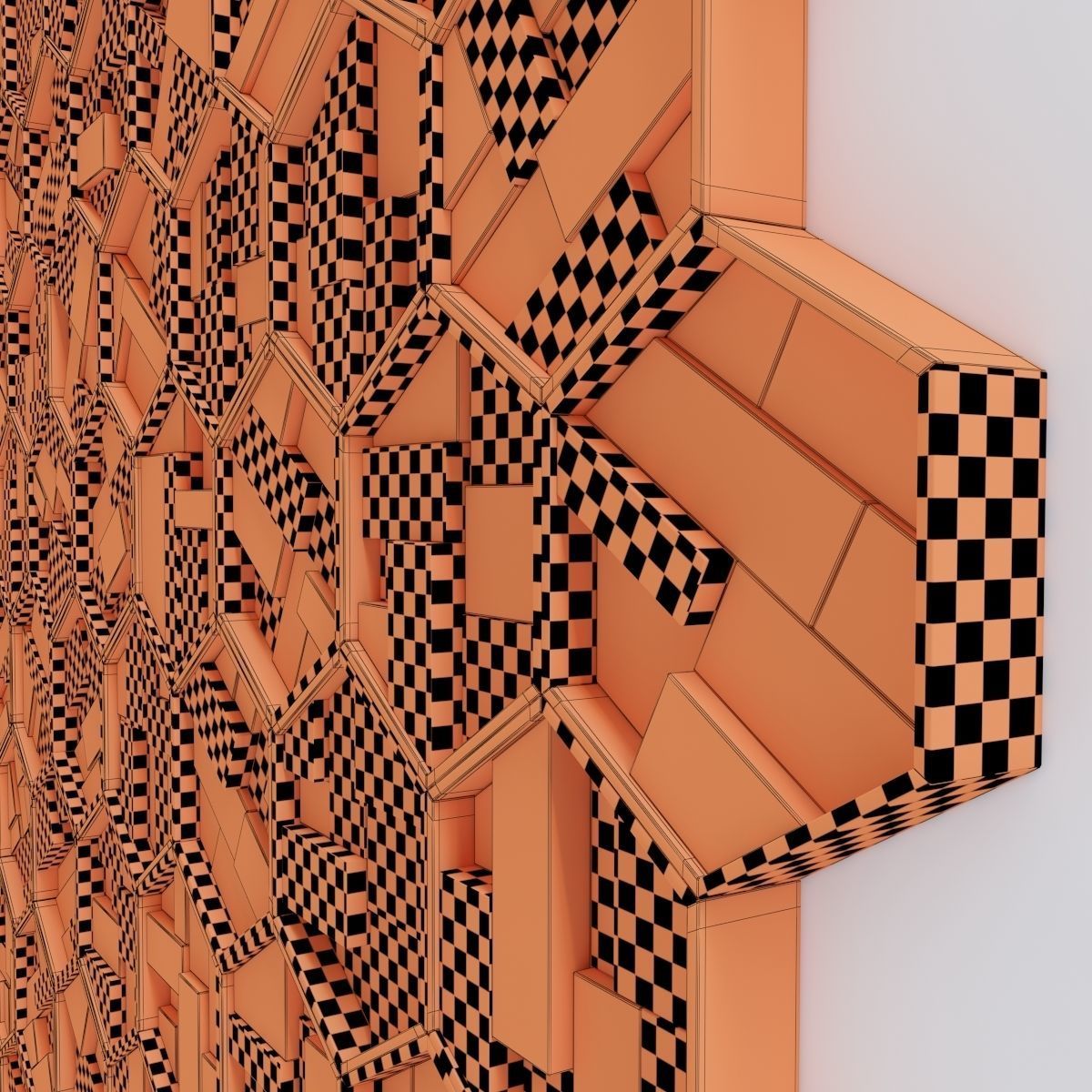 Hexagon panel wood rail frame n1 3D model_37