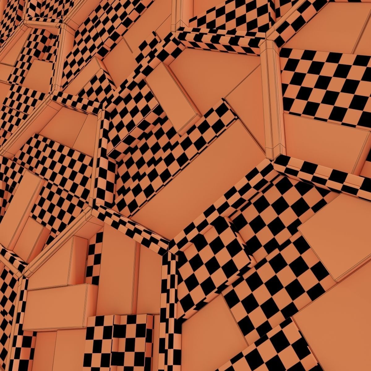 Hexagon panel wood rail frame n1 3D model_34