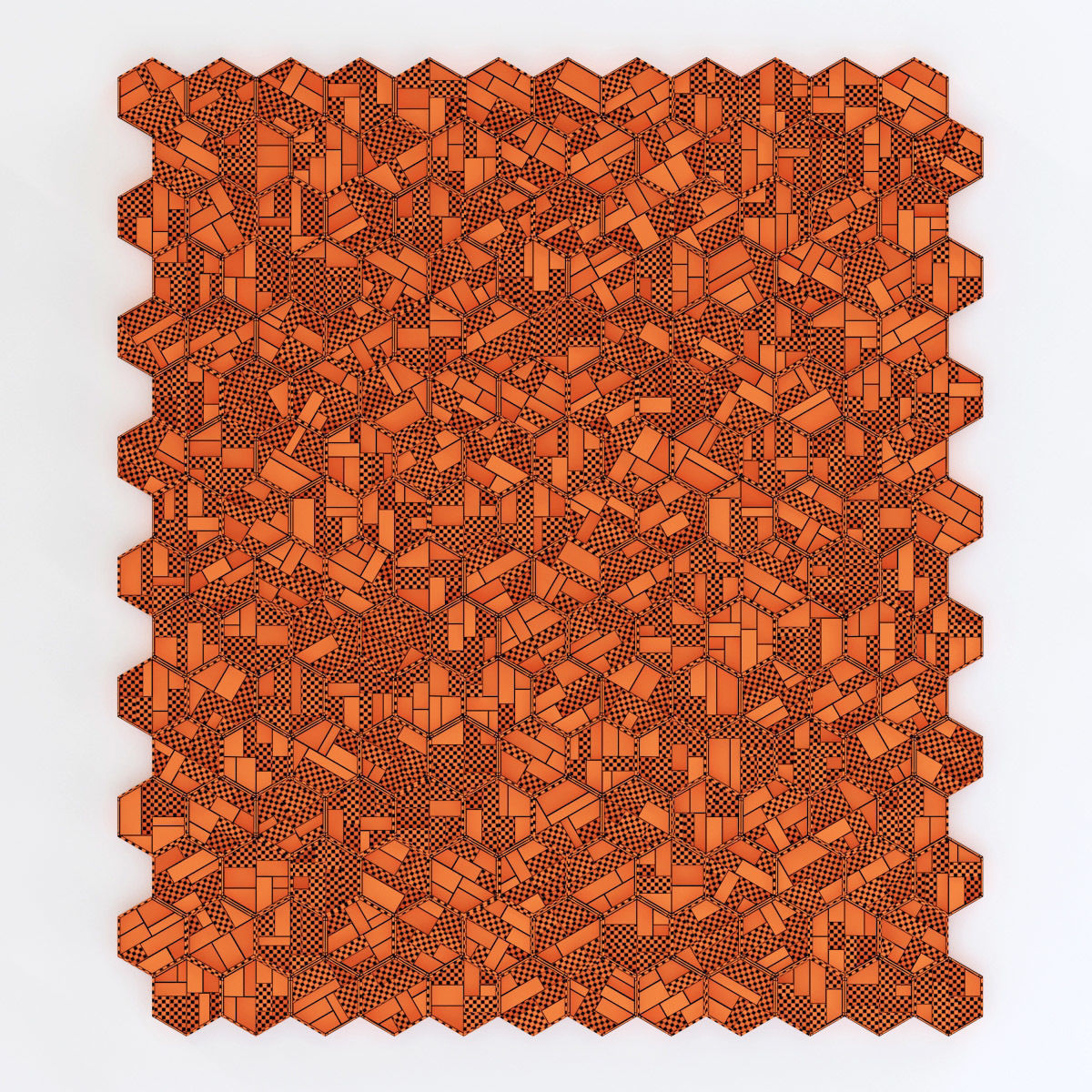 Hexagon panel wood rail frame n1 3D model_28