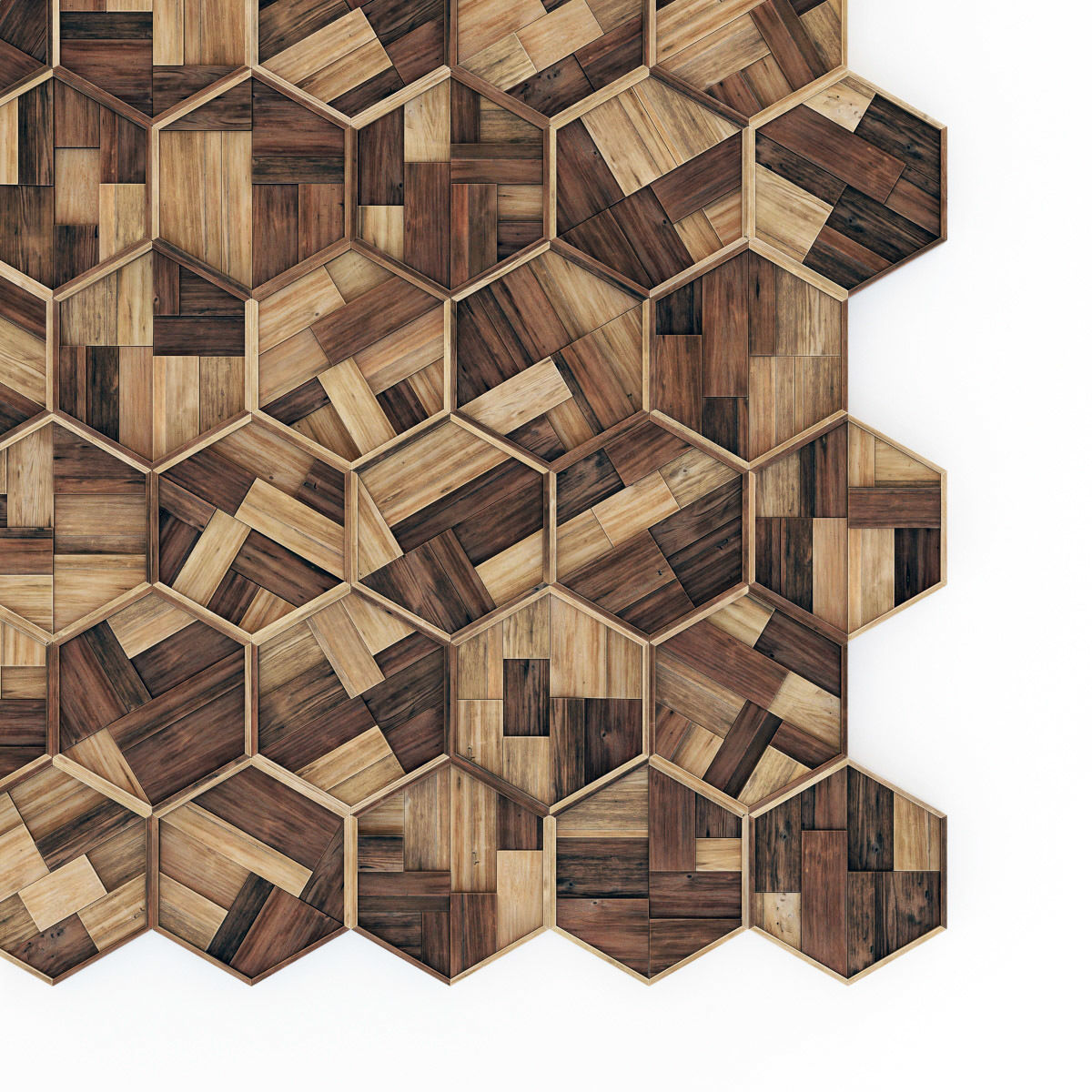 Hexagon panel wood rail frame n1 3D model_6