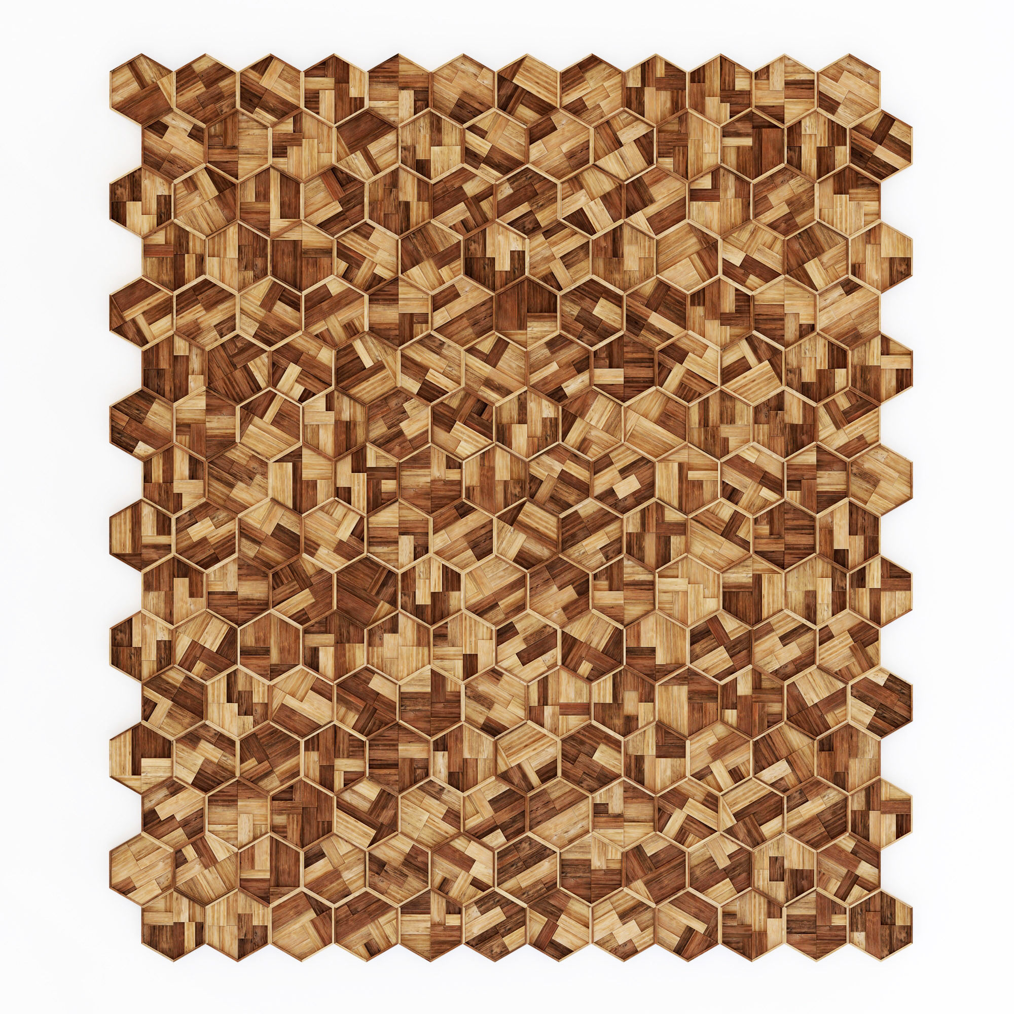 Hexagon panel wood rail frame n1 3D model_10