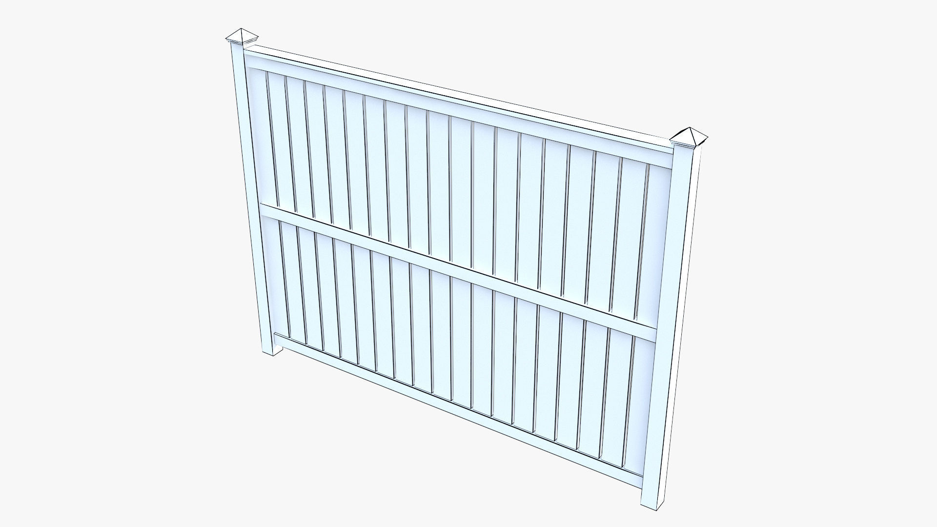 Modular Wooden Fence Low-poly 3D model_9