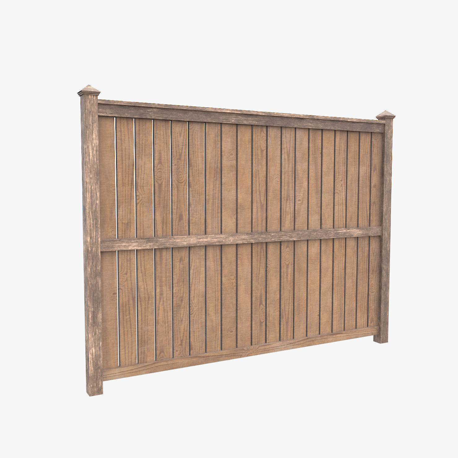 Modular Wooden Fence Low-poly 3D model_2