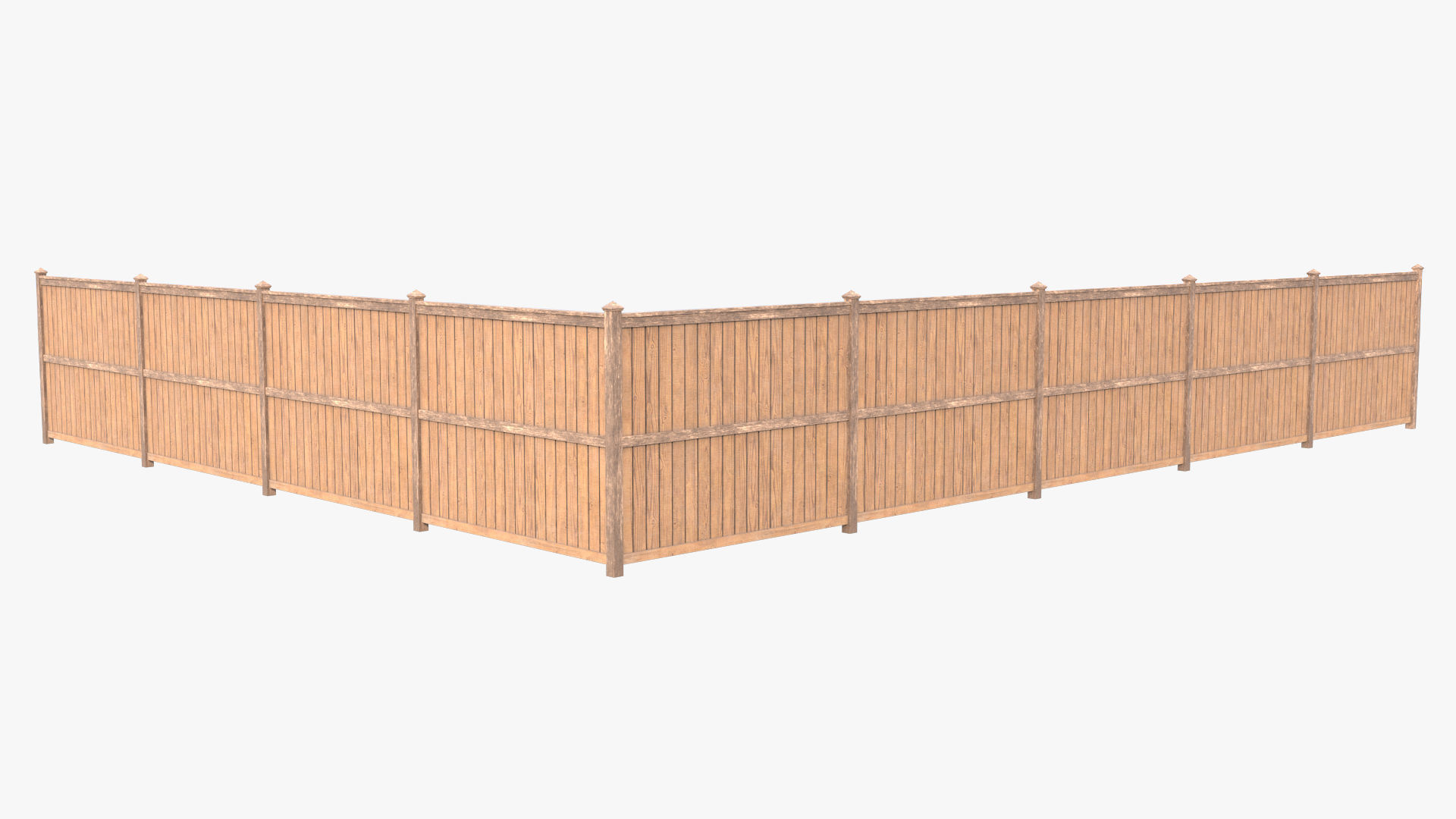 Modular Wooden Fence Low-poly 3D model_4