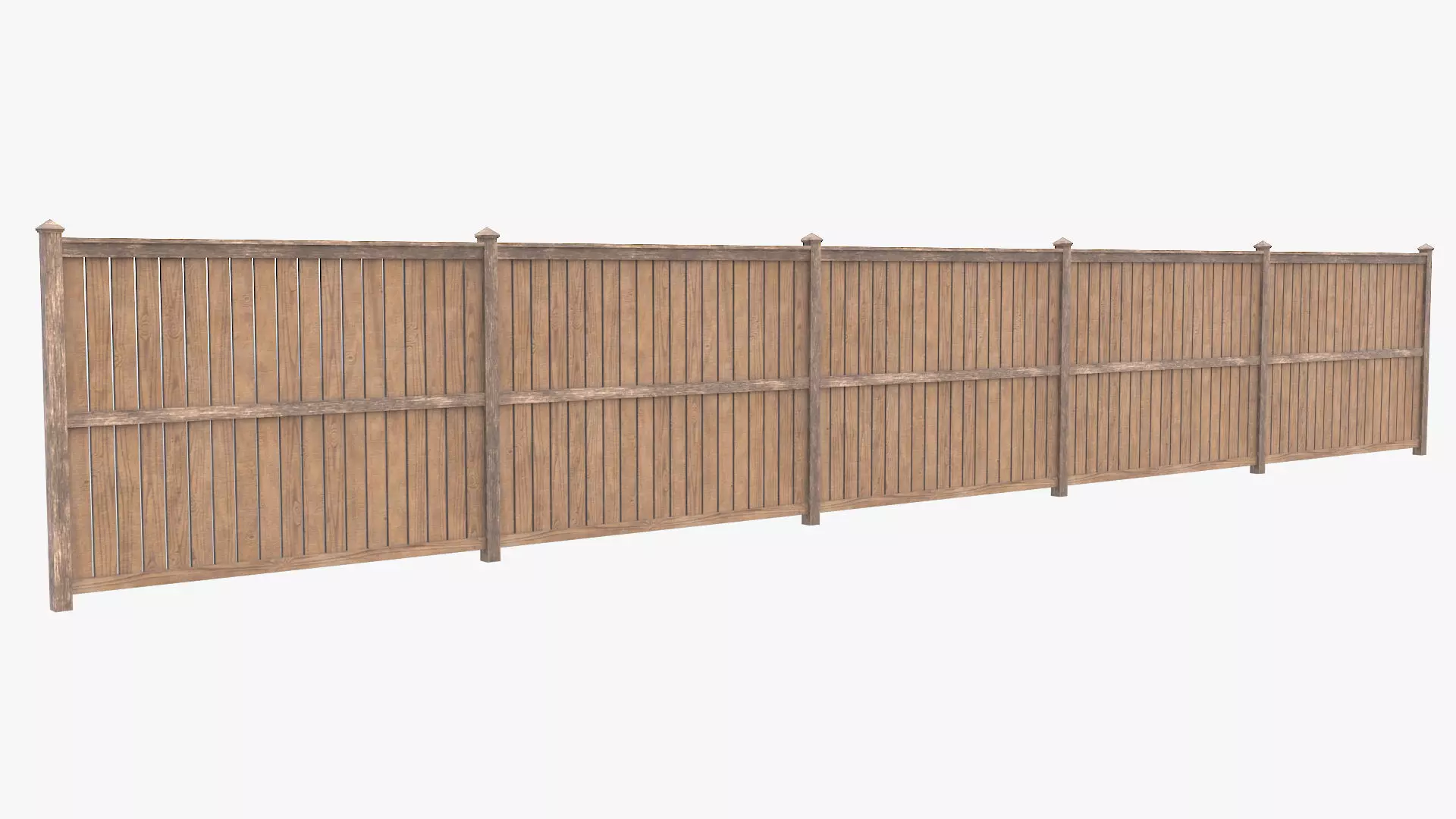 Modular Wooden Fence Low-poly 3D model_0