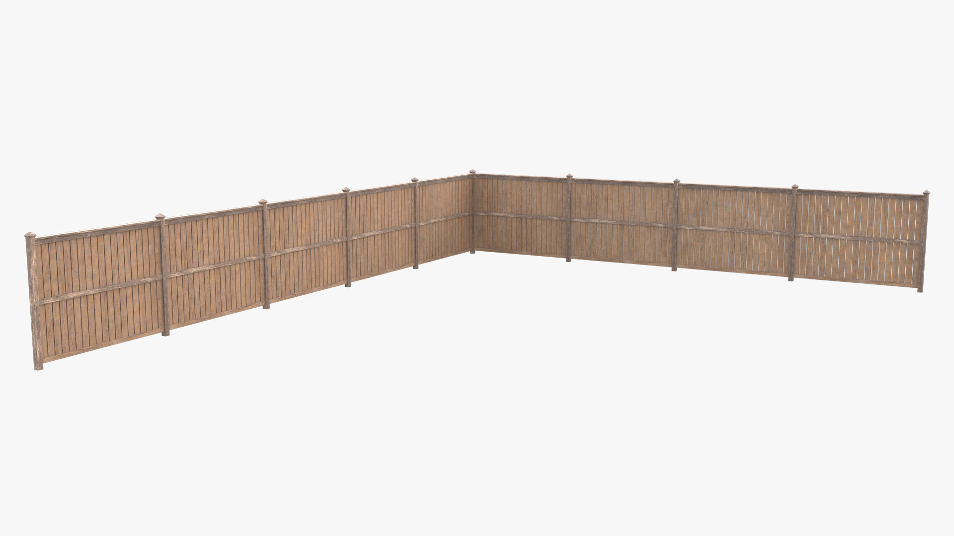 Modular Wooden Fence Low-poly 3D model_3