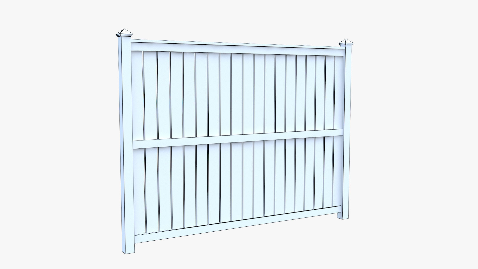 Modular Wooden Fence Low-poly 3D model_8