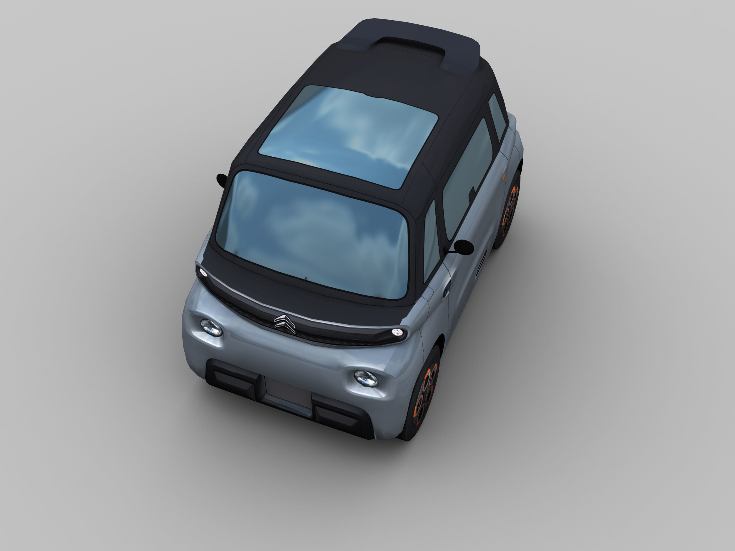 Electric Car  Low-poly 3D model_2