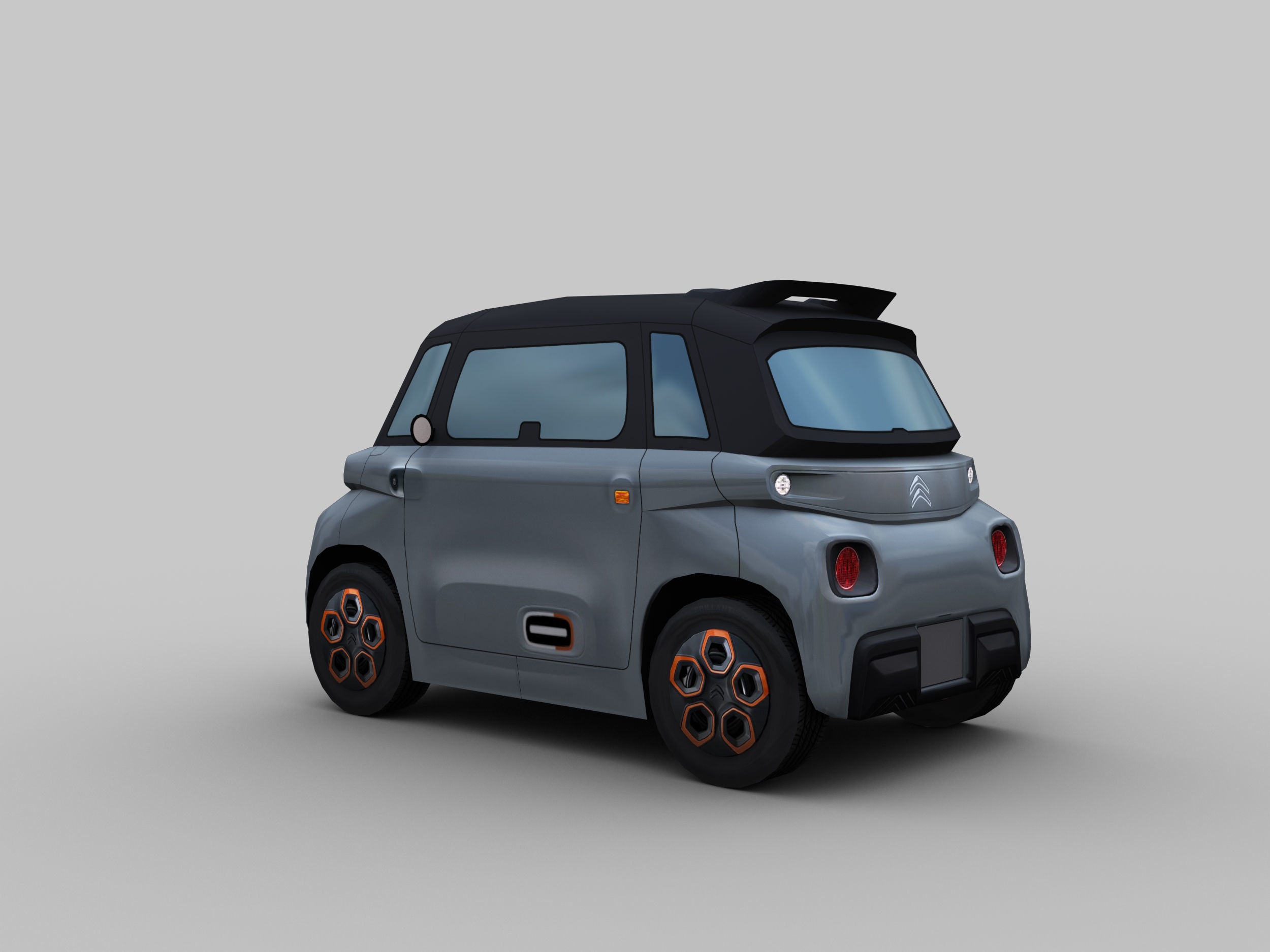 Electric Car  Low-poly 3D model_1